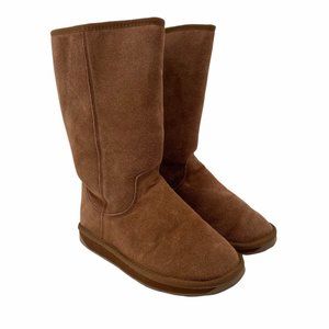 BOOROO SUEDE WOOL LINED BOOTS 9. COGNAC.EVA MID